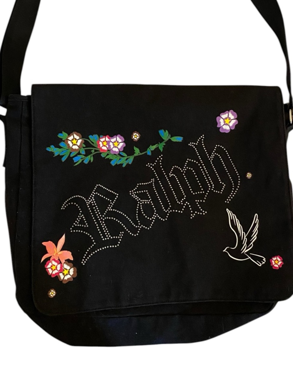 Vintage Y2K Ralph Lauren Parfums Large BlackCrossbody  Messenger Bag